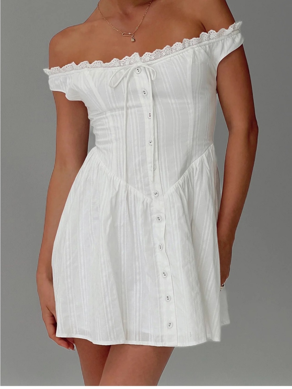 Princess Polly White Horse Off The Shoulder Mini Dress